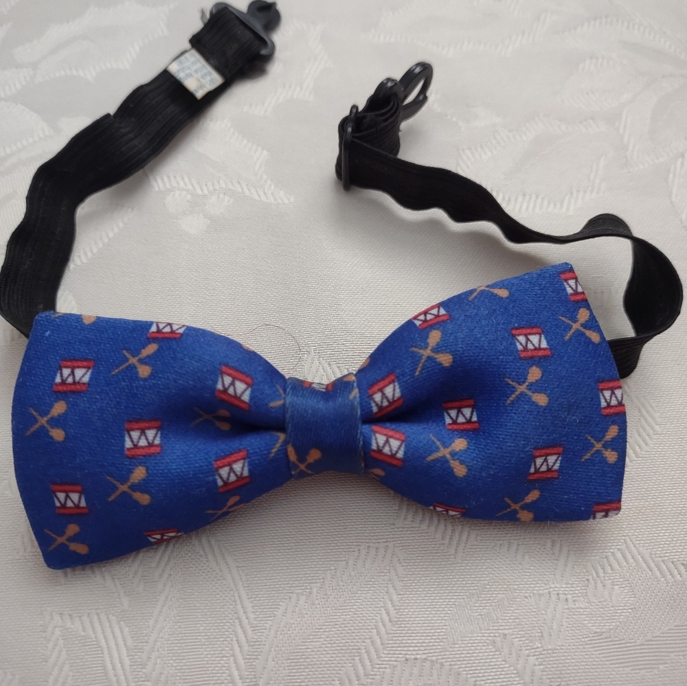 Rare Vintage Avon British Bow Blue Red Drums Drumstick Pattern